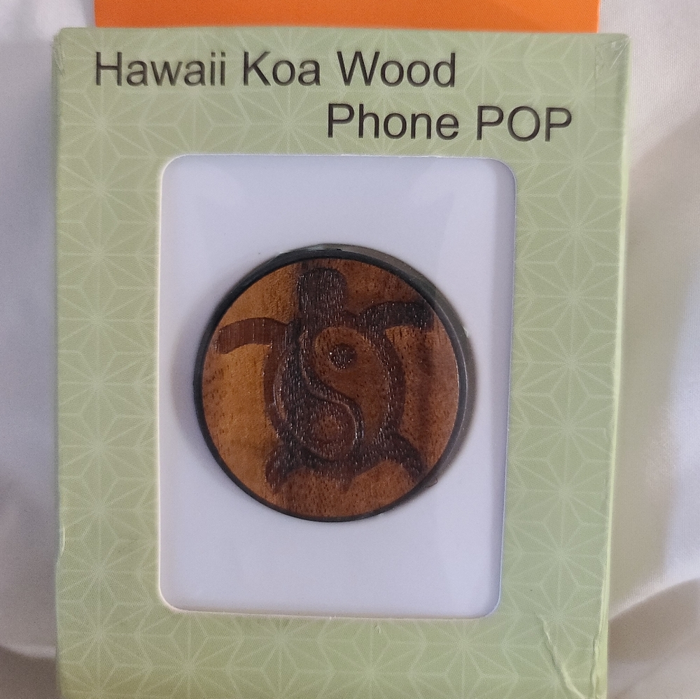 [NWT] Hawaii Koa Pop Socket Phone Wood - Turtle Yin Yang